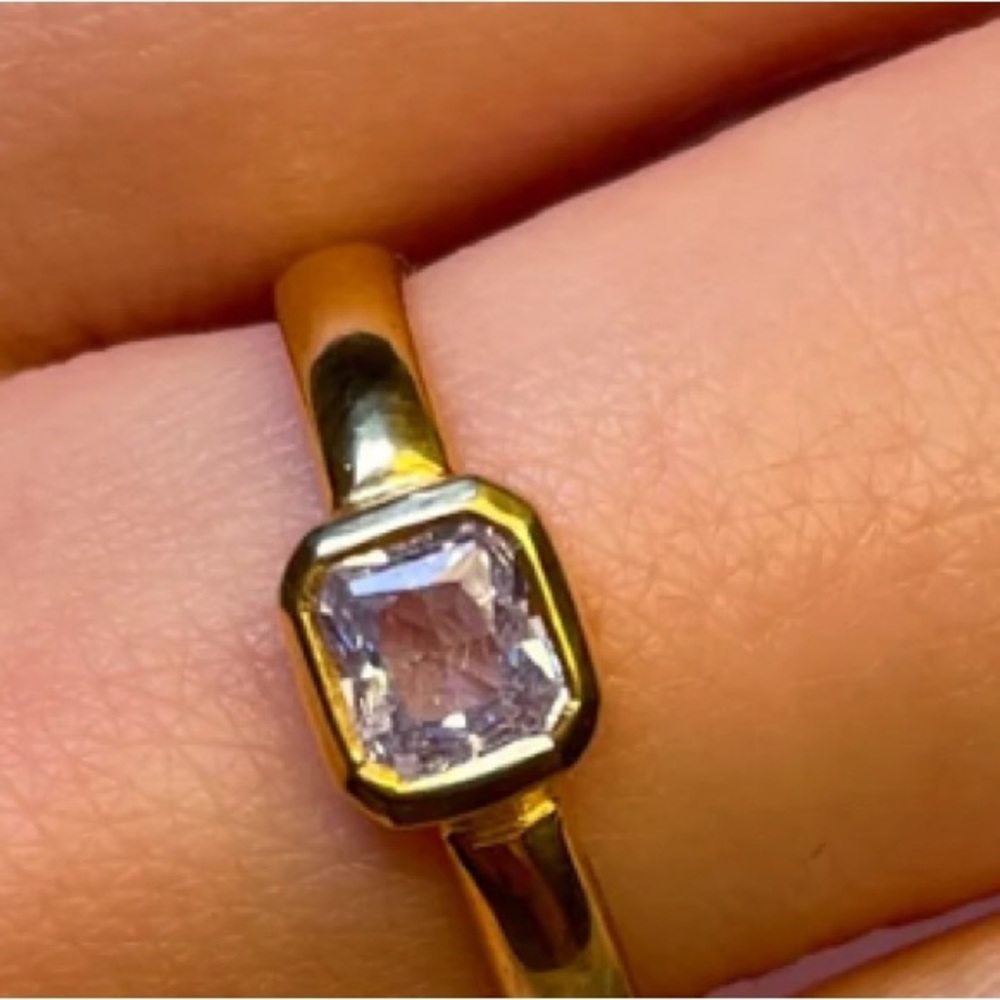 Gold and Spinel stacker ring